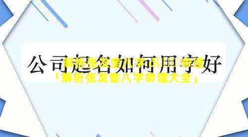 解析张发奎八字 🐎 命理「解析张发奎八字命理大全」